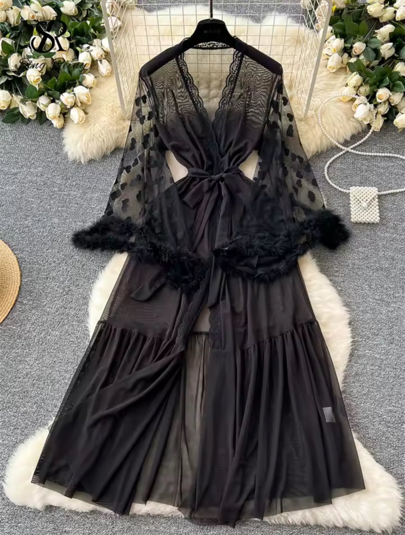 Keira™ | Átlátszó Csipke Kimono