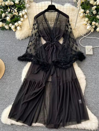 Keira™ | Átlátszó Csipke Kimono