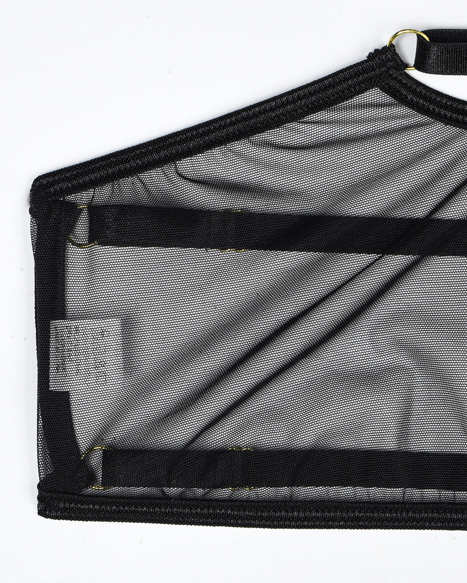 Eline™ | Átlátszó Háló Fehérnemű Szett 4 Darabos Melltartóval és Masnival