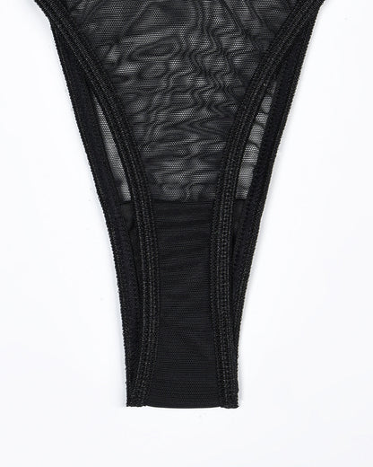 Eline™ | Átlátszó Háló Fehérnemű Szett 4 Darabos Melltartóval és Masnival