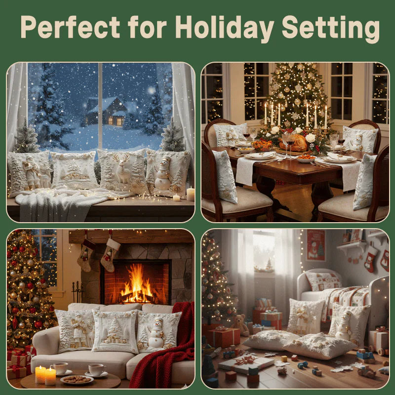 🎄Karácsonyi Dekoratív 3D Párnahuzatok (4 darabos szett)