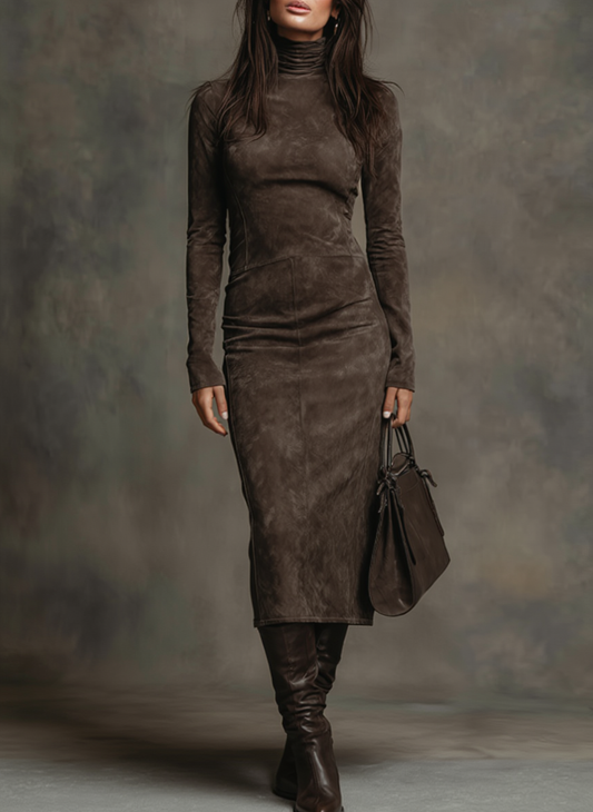 Susana | Hosszú, barna midi ruha