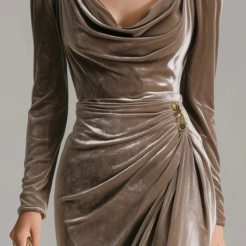 Renata - Elegáns Hosszú Velúr Ruha